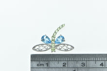 Load image into Gallery viewer, 10K Blue Topaz Peridot Dragonfly Change Symbol Pendant White Gold