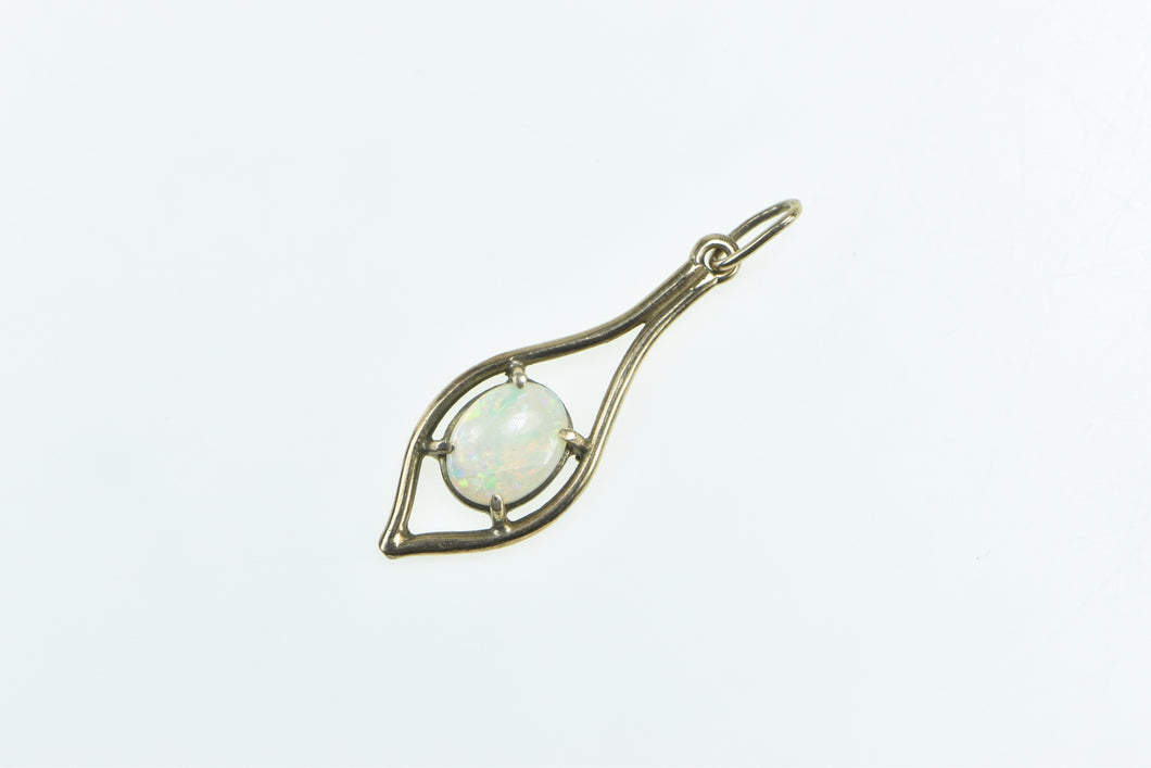 14K Vintage Natural Opal Point Drop Statement Pendant Yellow Gold