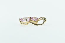 Load image into Gallery viewer, 10K Heart Pink Topaz Diamond Curved Love Symbol Pendant Yellow Gold