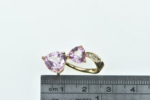 Load image into Gallery viewer, 10K Heart Pink Topaz Diamond Curved Love Symbol Pendant Yellow Gold