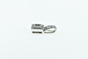 10K Vintage Squared Classic Fashion Statement Pendant White Gold