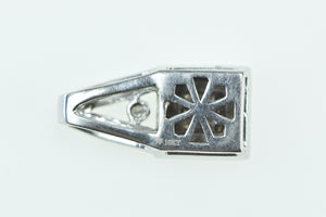 10K Vintage Squared Classic Fashion Statement Pendant White Gold