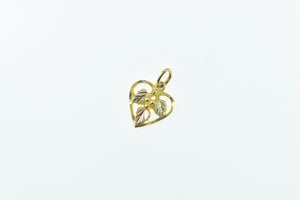 10K Black Hills Leaf Cluster Vintage Heart Charm/Pendant Yellow Gold