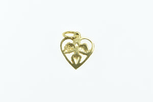 10K Black Hills Leaf Cluster Vintage Heart Charm/Pendant Yellow Gold