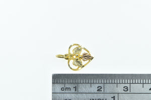 10K Black Hills Leaf Cluster Vintage Heart Charm/Pendant Yellow Gold