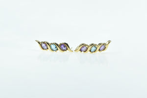 14K Amethyst Blue Topaz Marquise Drop Fashion Earrings Yellow Gold