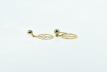 Load image into Gallery viewer, 14K Cross Circle Vintage Christian Faith Dangle Earrings Yellow Gold