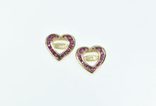 Load image into Gallery viewer, 14K Ruby Heart Love Symbol Stud Enhancer Earring Jackets Yellow Gold