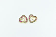 Load image into Gallery viewer, 14K Ruby Heart Love Symbol Stud Enhancer Earring Jackets Yellow Gold