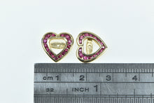 Load image into Gallery viewer, 14K Ruby Heart Love Symbol Stud Enhancer Earring Jackets Yellow Gold