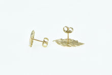 Load image into Gallery viewer, 14K Tri Tone Vintage Leaf Nature Motif Stud Earrings Yellow Gold