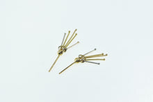 Load image into Gallery viewer, 14K Two Tone Bar Fringe Tassel Dangle Stud Earrings Yellow Gold