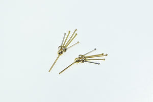 14K Two Tone Bar Fringe Tassel Dangle Stud Earrings Yellow Gold