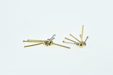 Load image into Gallery viewer, 14K Two Tone Bar Fringe Tassel Dangle Stud Earrings Yellow Gold