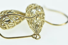 Load image into Gallery viewer, 14K Filigree Tear Drop Vintage Dangle Hook Earrings Yellow Gold