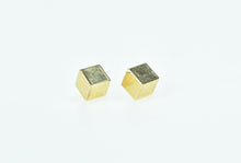 Load image into Gallery viewer, 14K Square Cube 3D Box Geometric Stud Earrings Yellow Gold