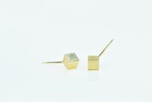 Load image into Gallery viewer, 14K Square Cube 3D Box Geometric Stud Earrings Yellow Gold