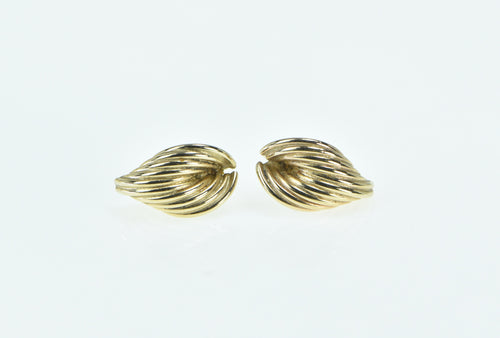 14K Vintage Curved Twist Fashion Statement Stud Earrings Yellow Gold