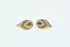 14K Vintage Curved Twist Fashion Statement Stud Earrings Yellow Gold