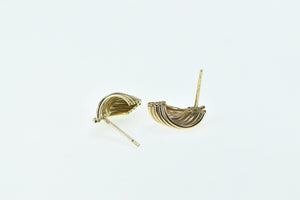 14K Vintage Curved Twist Fashion Statement Stud Earrings Yellow Gold