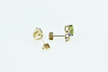 Load image into Gallery viewer, 14K Pear Cut Peridot Diamond Vintage Stud Earrings Yellow Gold