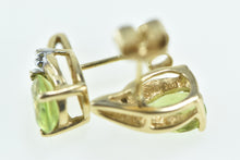 Load image into Gallery viewer, 14K Pear Cut Peridot Diamond Vintage Stud Earrings Yellow Gold