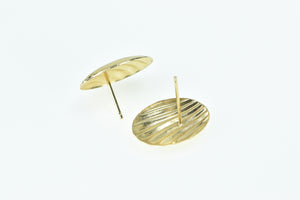 14K High Relief Oval Vintage Fashion Stud Earrings Yellow Gold