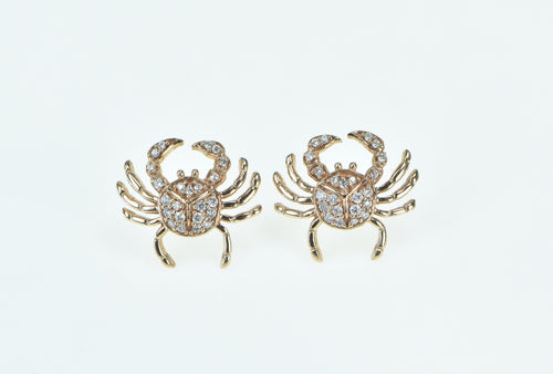 14K Diamond Crab Cancer Astrology Star Sign Stud Earrings Rose Gold