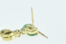 Load image into Gallery viewer, 14K Vintage Diamond Emerald Dangle Fashion Earrings Yellow Gold