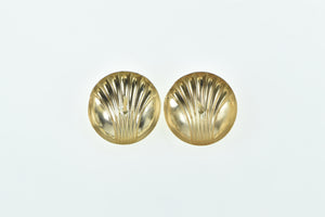 14K Domed Scalloped Vintage Statement Stud Earrings Yellow Gold