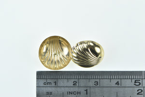 14K Domed Scalloped Vintage Statement Stud Earrings Yellow Gold