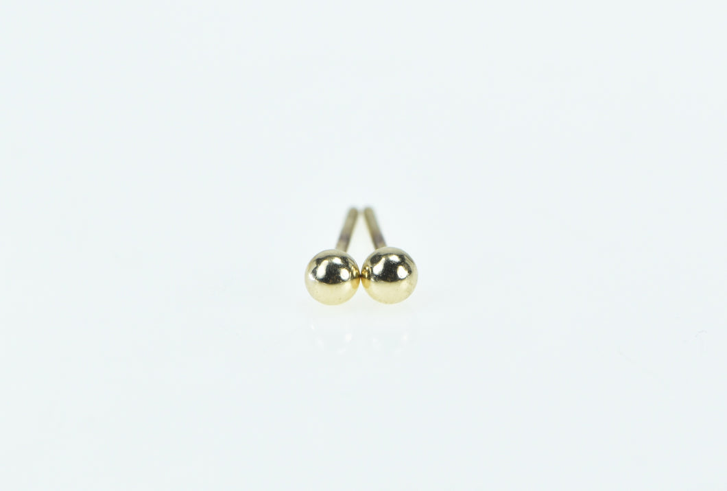 14K 3.0mm Vintage Ball Sphere Classic Stud Earrings Yellow Gold