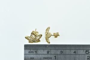 14K Filigree Star Vintage Fashion Stud Earrings Yellow Gold