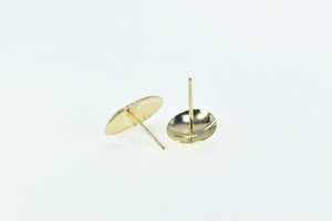 14K Oval Domed Vintage Striped Fashion Stud Earrings Yellow Gold