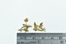 Load image into Gallery viewer, 14K Jumping Dolphin Vintage Ocean Motif Stud Earrings Yellow Gold