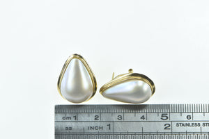 14K Vintage Pear Tear Drop French Clip Pearl Earrings Yellow Gold