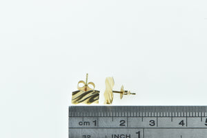 14K Wavy Square Vintage Curvy Geometric Stud Earrings Yellow Gold