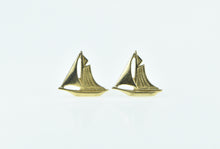 Load image into Gallery viewer, 14K Sail Boat Nautical Ship Sailing Vintage Stud Earrings Yellow Gold