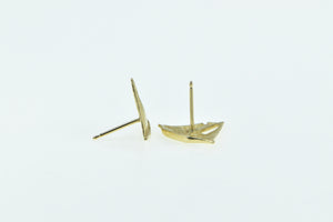 14K Sail Boat Nautical Ship Sailing Vintage Stud Earrings Yellow Gold