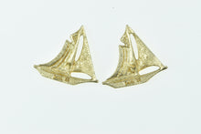 Load image into Gallery viewer, 14K Sail Boat Nautical Ship Sailing Vintage Stud Earrings Yellow Gold