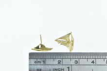 Load image into Gallery viewer, 14K Sail Boat Nautical Ship Sailing Vintage Stud Earrings Yellow Gold