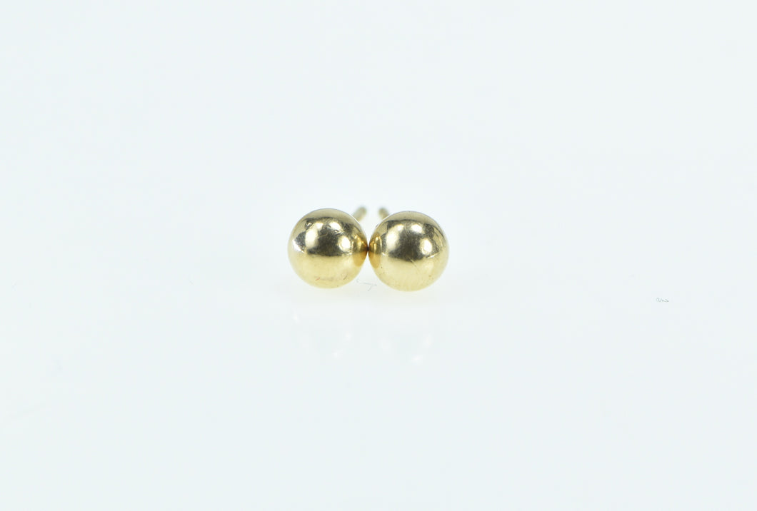 14K 5.0mm Vintage Classic Round Ball Stud Earrings Yellow Gold