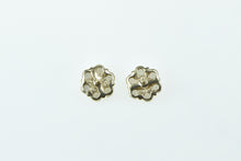 Load image into Gallery viewer, 10K Round Smoky Quartz Flower Vintage Cluster Earrings Yellow Gold