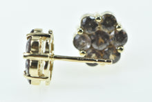 Load image into Gallery viewer, 10K Round Smoky Quartz Flower Vintage Cluster Earrings Yellow Gold