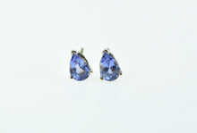 Load image into Gallery viewer, 14K Pear Tanzanite Solitaire Classic Stud Earrings Yellow Gold