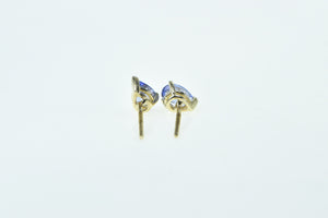 14K Pear Tanzanite Solitaire Classic Stud Earrings Yellow Gold