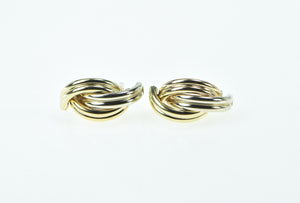 14K Tri Tone Vintage Curved Twist Fashion Stud Earrings Yellow Gold