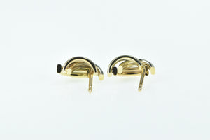 14K Tri Tone Vintage Curved Twist Fashion Stud Earrings Yellow Gold