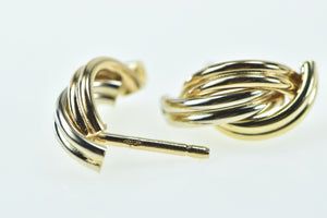 14K Tri Tone Vintage Curved Twist Fashion Stud Earrings Yellow Gold