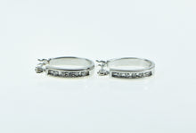 Load image into Gallery viewer, 10K 17.3mm Diamond Vintage Fashion Hoop Earrings White Gold